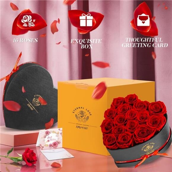 Other | 16 Preserved Flower Fresh Forever Roses In Heart Shape Box ...